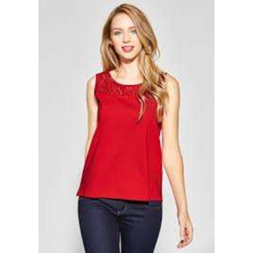 Loft Red Sleeveless Beaded Neckline Tank Top‎ Women's XL